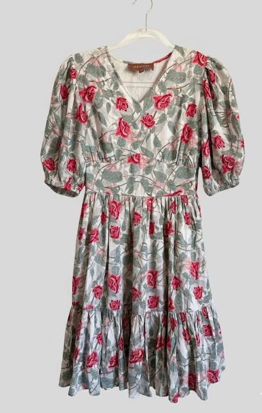 JessaKae Floral Fit & Flare Dress Cottage Feminine Romantic Size XS